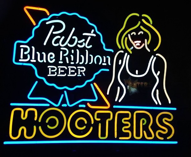 Pabst Blue Ribbon Beer Hooters Neon Sign
